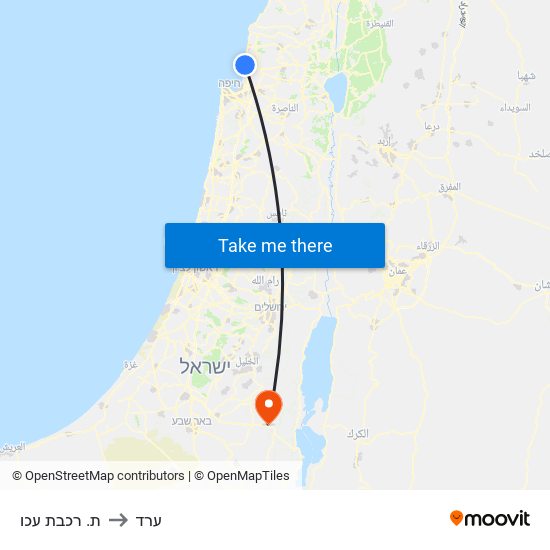 ת. רכבת עכו to ערד map