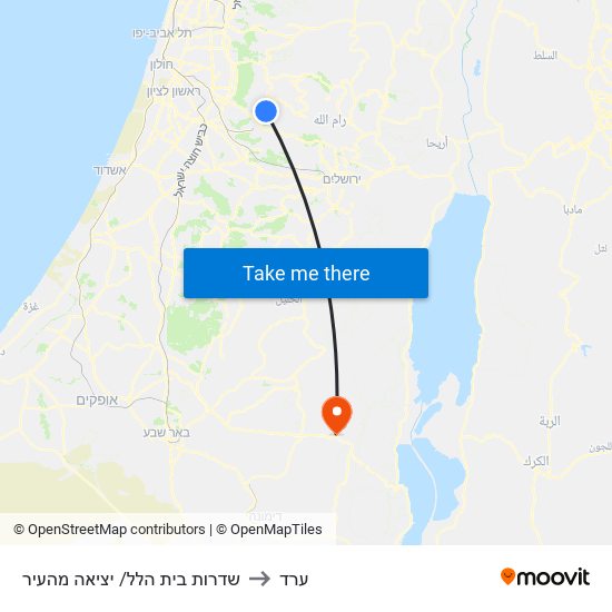 שדרות בית הלל/ יציאה מהעיר to ערד map