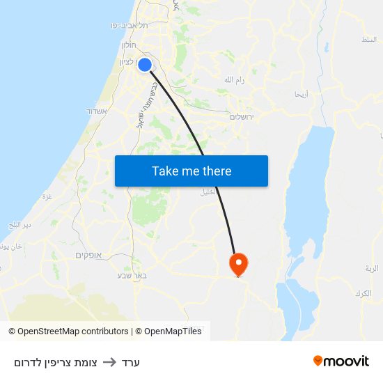 שער יפו/המרכז רפואי יצחק שמיר to ערד map