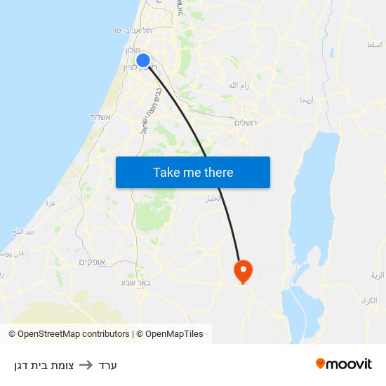 צומת בית דגן to ערד map