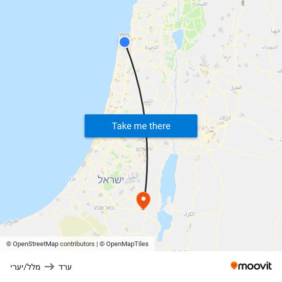 מלל/יערי to ערד map