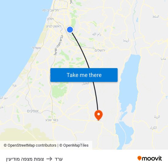 צומת מצפה מודיעין to ערד map