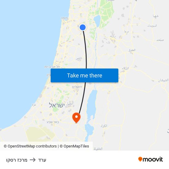 מרכז רסקו to ערד map