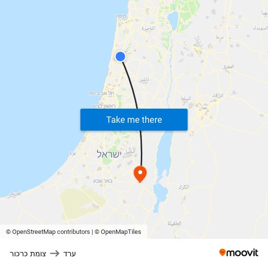 צומת כרכור to ערד map