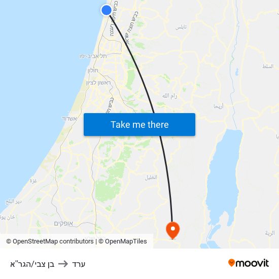 בן צבי/הגר''א to ערד map