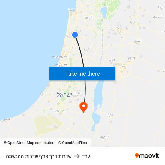 שדרות דרך ארץ/שדרות ההגשמה to ערד map