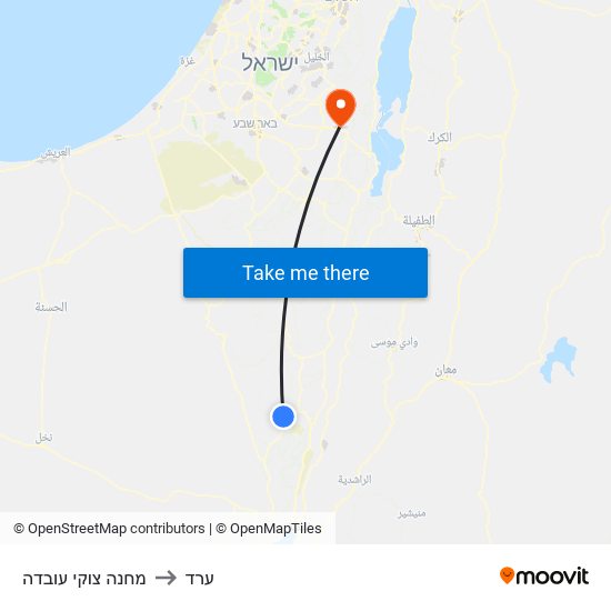 מחנה צוקי עובדה to ערד map