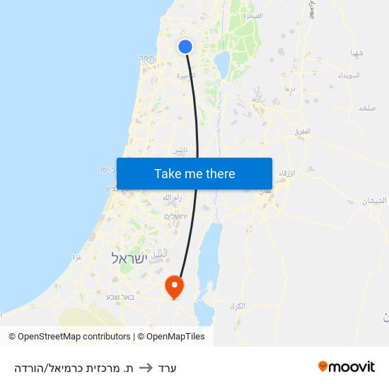 ת. מרכזית כרמיאל/הורדה to ערד map