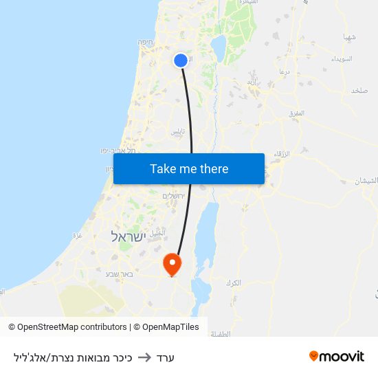 כיכר מבואות נצרת/אלג'ליל to ערד map