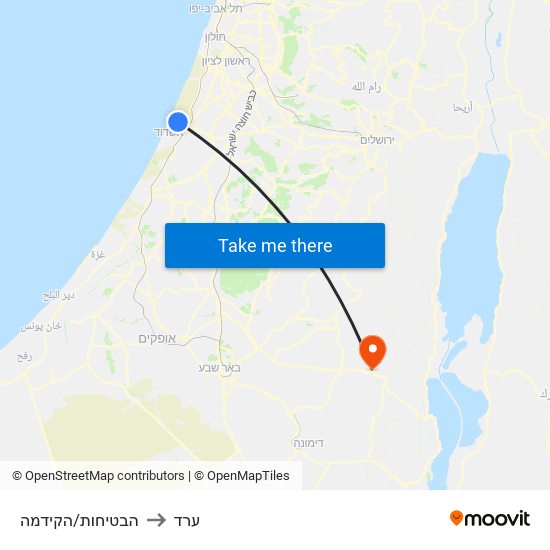 הבטיחות/הקידמה to ערד map