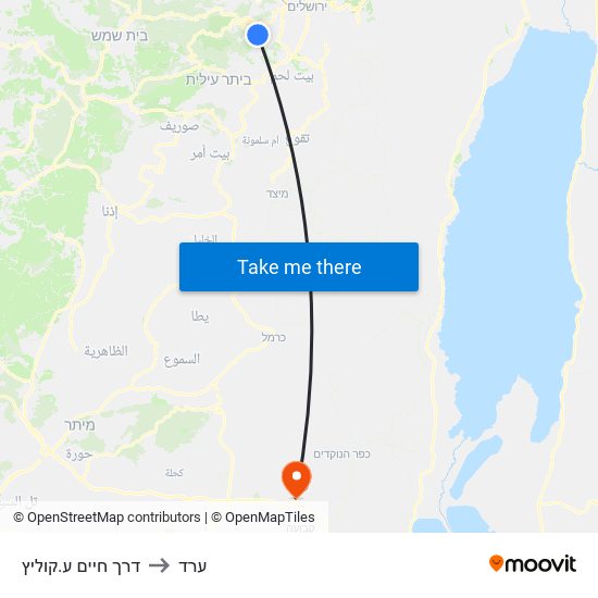 דרך חיים ע.קוליץ to ערד map