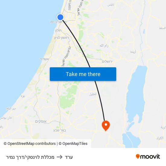 מכללת לוינסקי/דרך נמיר to ערד map