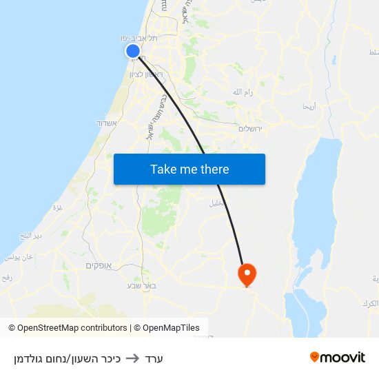 כיכר השעון/נחום גולדמן to ערד map