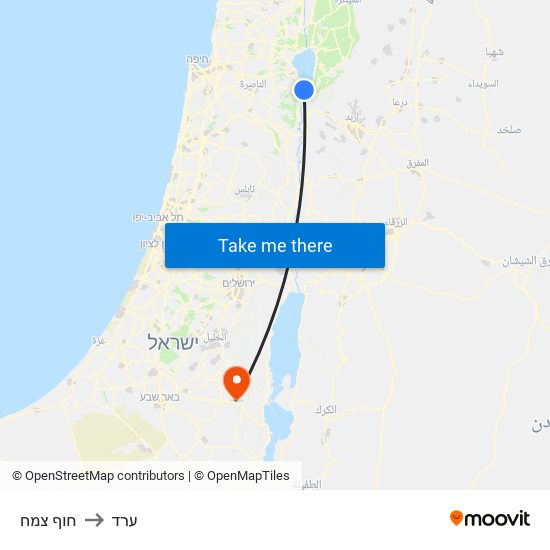 חוף צמח to ערד map