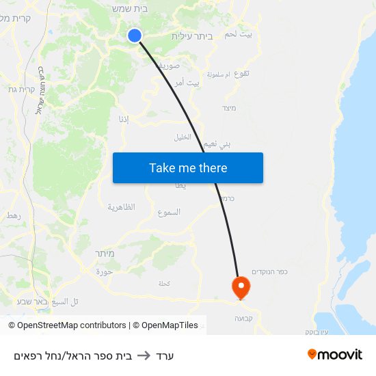 בית ספר הראל/נחל רפאים to ערד map