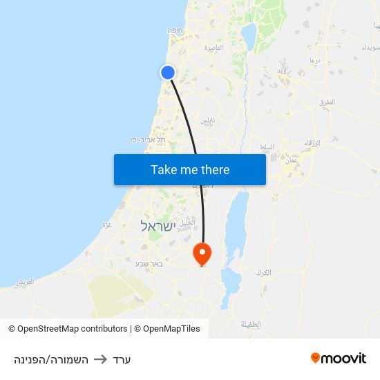 השמורה/הפנינה to ערד map