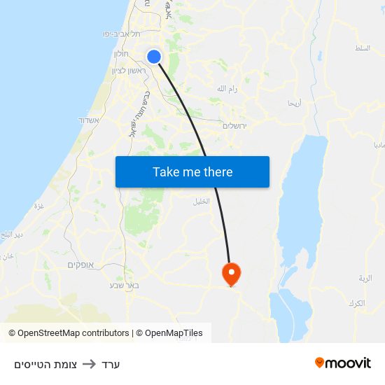 צומת הטייסים to ערד map