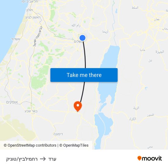 רחמילביץ/טוניק to ערד map