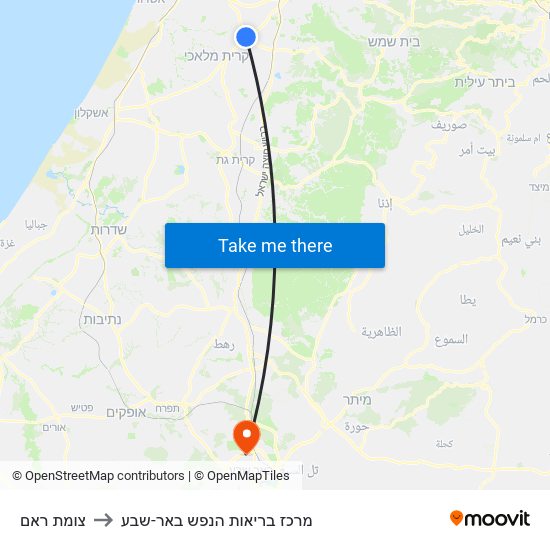 צומת ראם to מרכז בריאות הנפש באר-שבע map