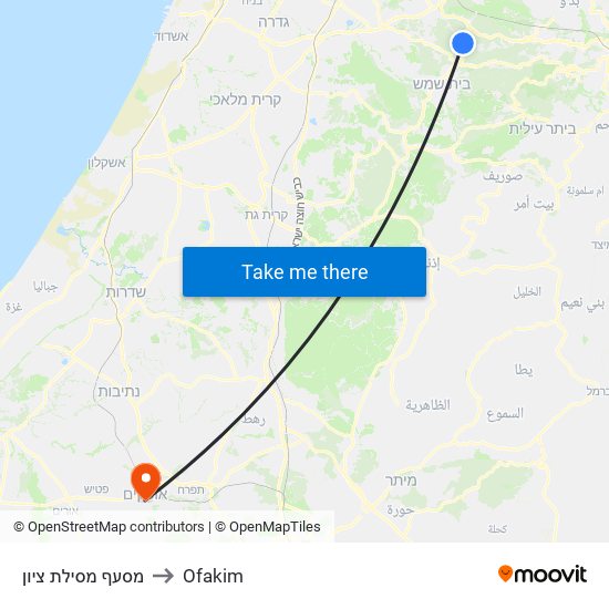 מסעף מסילת ציון to Ofakim map