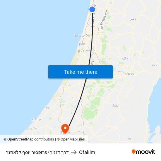 דרך דגניה/פרופסור יוסף קלאוזנר to Ofakim map