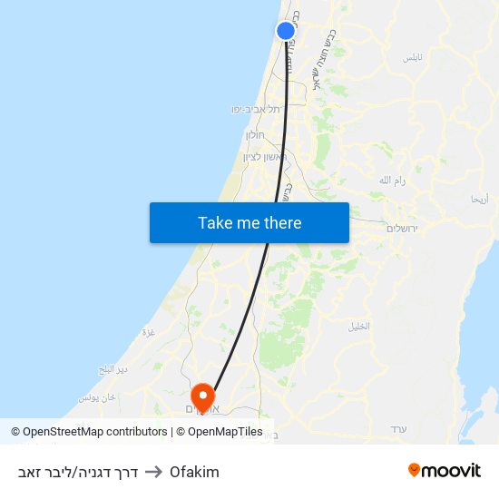 דרך דגניה/ליבר זאב to Ofakim map
