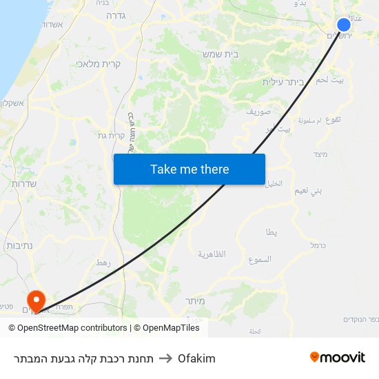 תחנת רכבת קלה גבעת המבתר to Ofakim map