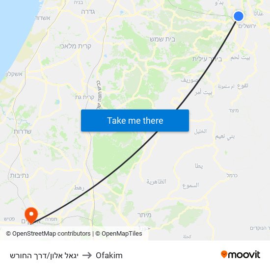 יגאל אלון/דרך החורש to Ofakim map