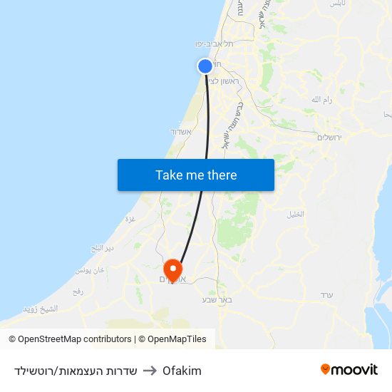 שדרות העצמאות/רוטשילד to Ofakim map