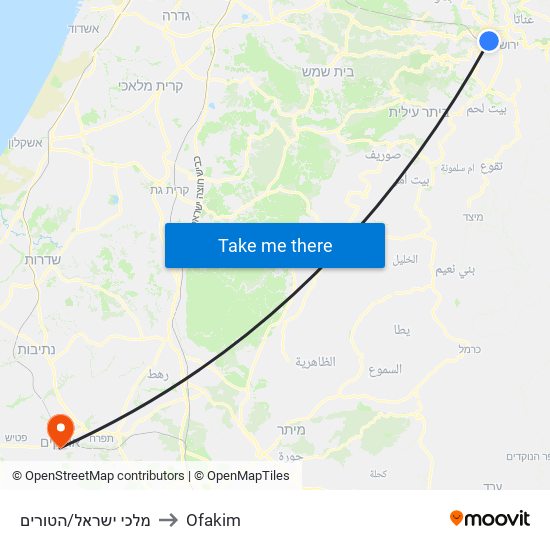 מלכי ישראל/הטורים to Ofakim map