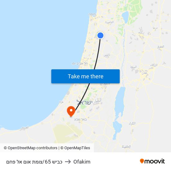 כביש 65/צומת אום אל פחם to Ofakim map