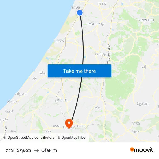 מסעף גן יבנה to Ofakim map