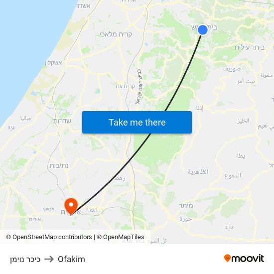 כיכר נוימן to Ofakim map