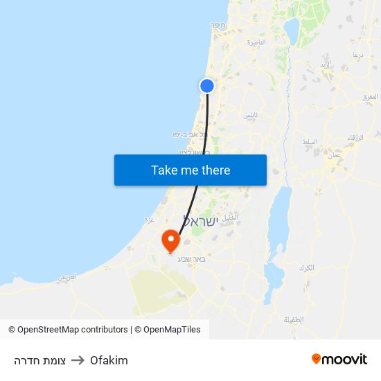 צומת חדרה to Ofakim map