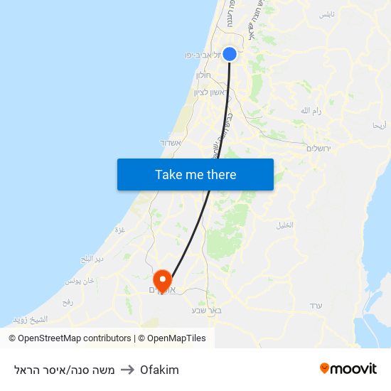 משה סנה/איסר הראל to Ofakim map