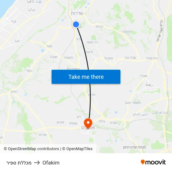 מכללת ספיר to Ofakim map