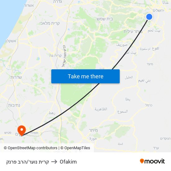 קרית נוער/הרב פרנק to Ofakim map