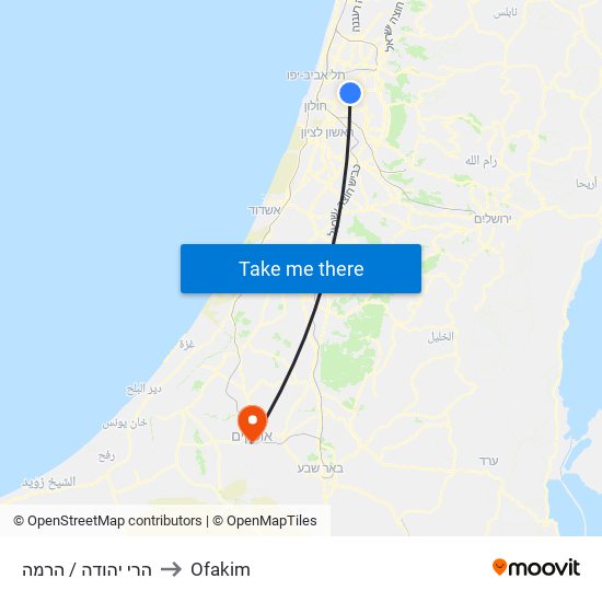 הרי יהודה / הרמה to Ofakim map