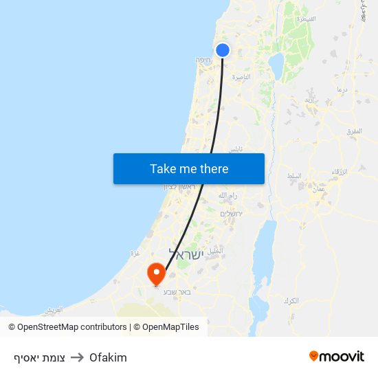 צומת יאסיף to Ofakim map
