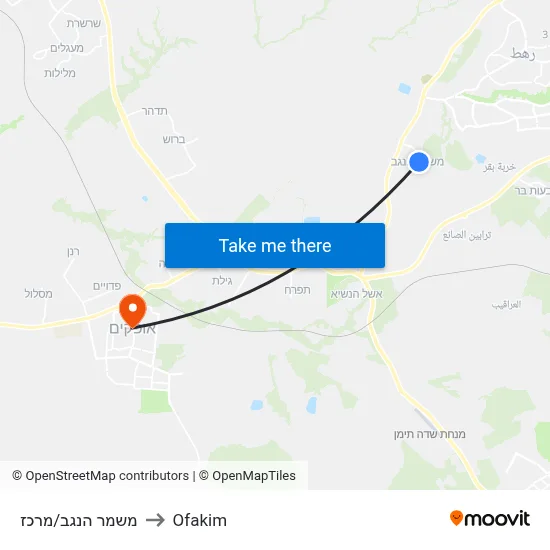 משמר הנגב/מרכז to Ofakim map