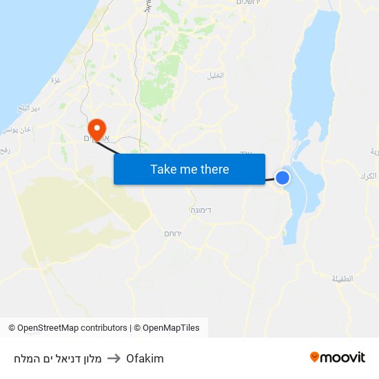 מלון דניאל ים המלח to Ofakim map