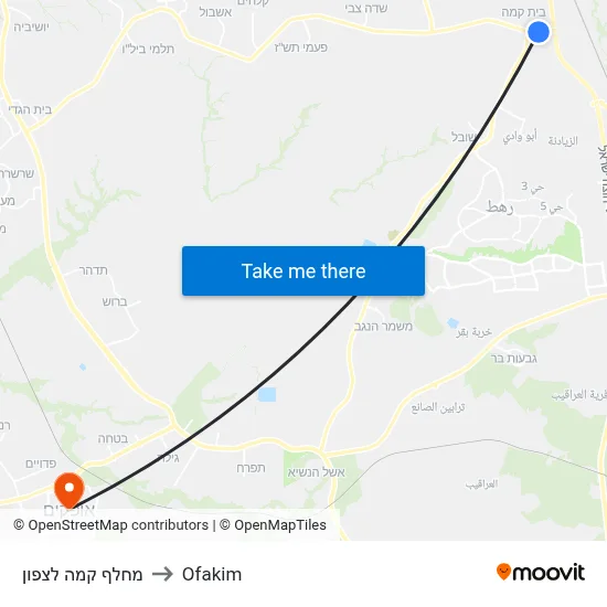 מחלף קמה לצפון to Ofakim map