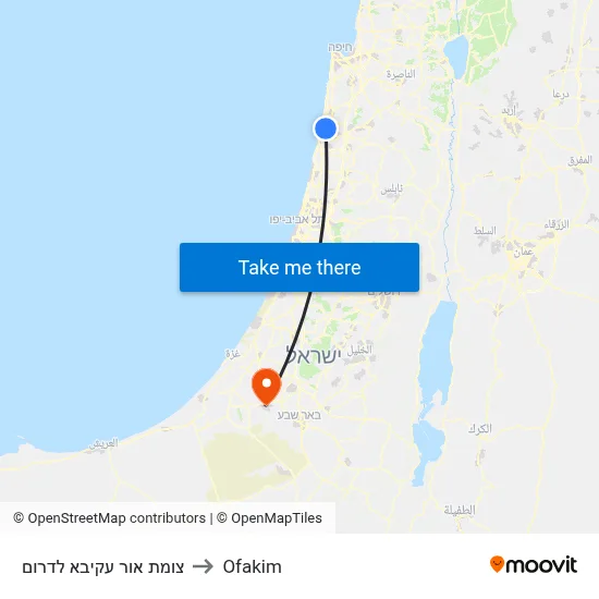 צומת אור עקיבא לדרום to Ofakim map