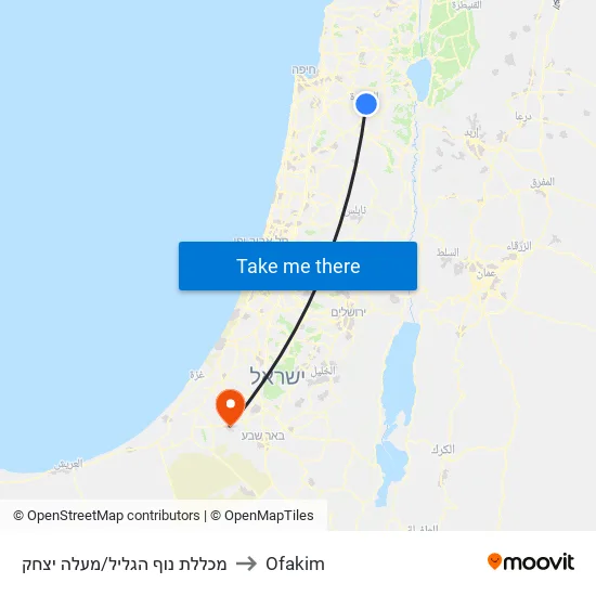 מכללת נוף הגליל/מעלה יצחק to Ofakim map