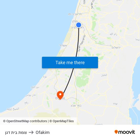 צומת בית דגן to Ofakim map