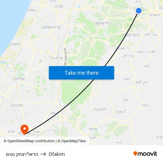 הראל/יצחק נסים to Ofakim map