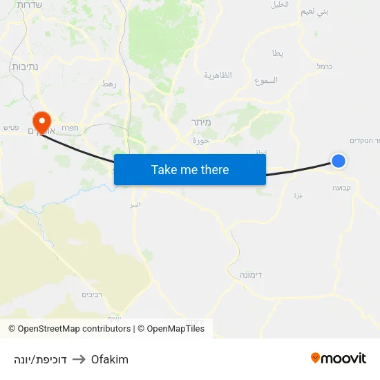 דוכיפת/יונה to Ofakim map