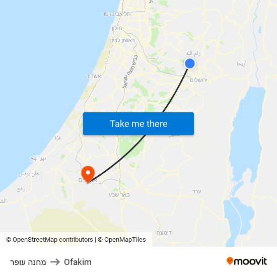 מחנה עופר to Ofakim map