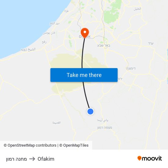 מחנה רמון to Ofakim map