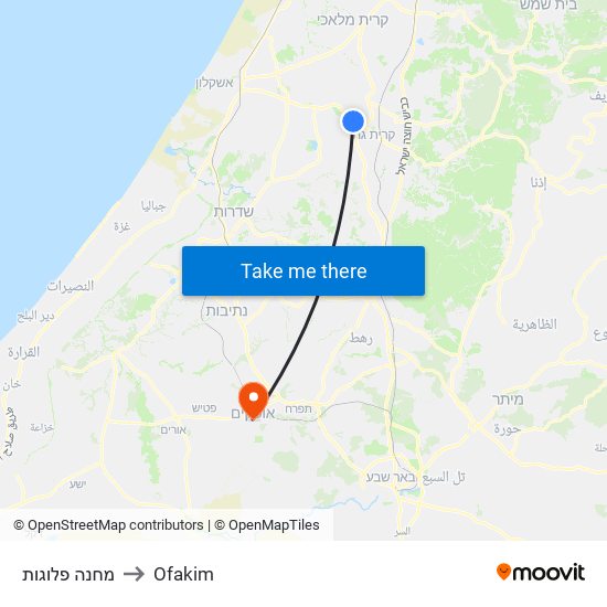 מחנה פלוגות to Ofakim map